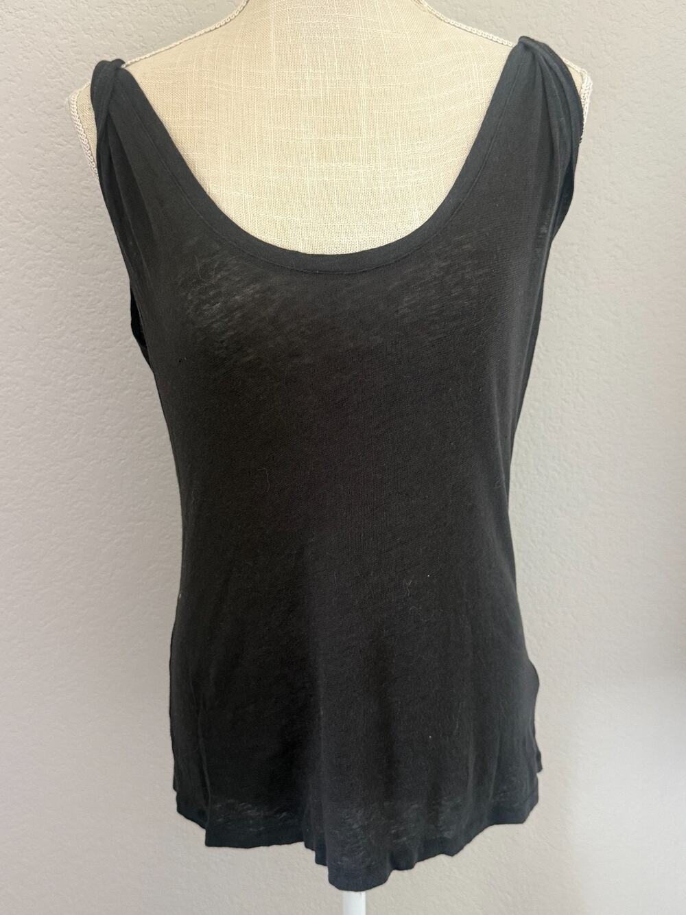Joeโs Jeans Black Linen Blend Sleeveless Tank Top Twisted Shoulder Womenโs M
